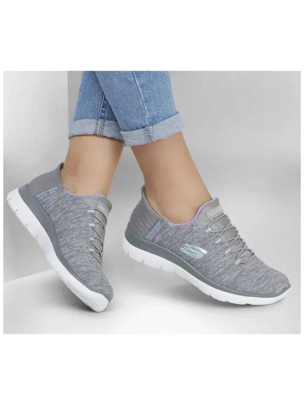 Skechers Heathered Gray Summit Dazzling Haze Slip Ins Comfort Sneakers Women 11
